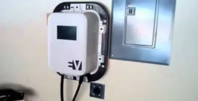 Electric car charger installation with wall-mounted EV charging station in Raleigh, NC