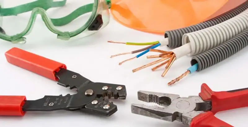 Electrical wiring repair with professional tools and safety equipment in Morrisville, NC