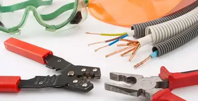 Electrical wiring repair with professional tools and safety equipment in Rolesville, NC
